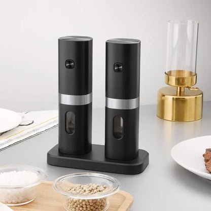 LED High Quality Automatic Operation Rechargeable Mill Electric Salt and Pepper Grinder Set with Charging Base