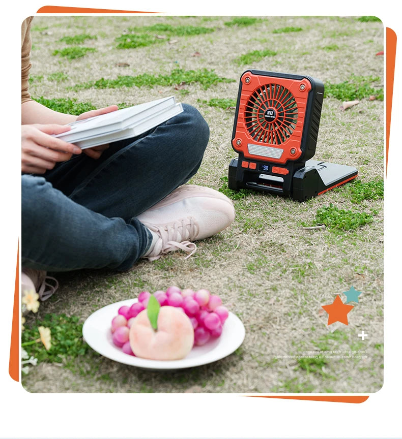 Outdoor Solar Rechargeable Camping Fan Light Foldable Tent Lantern with LED Light USB Portable