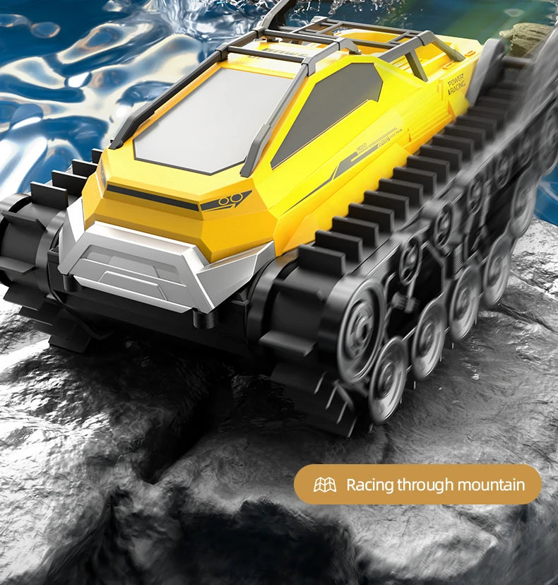 Rc Cars Tank Waterproof Amphibious Water Land All Terrain Tracked Tank Remote Control Crawler Vehicle Outdoor Cars Toy for Boys