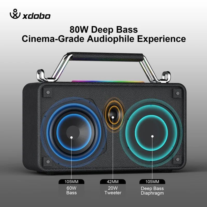 Bold Mini Portable Outdoor 80W High-Power Karaoke Speaker with 1 Microphone and Heavy Bass for Parties and Camping