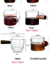 50/75/100/140ml Wood Handle Glass Espresso Measuring Cup Single Mouth Milk Jug Coffee Supplies Clear Kitchen Measure Mug