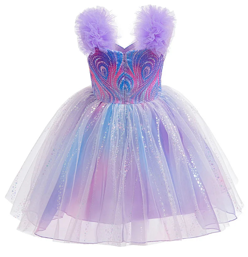 Good Witch Cosplay Dress - Girls Flutter Sleeve Tulle Ball Gown with Glitter Details | New Princess Party Dress for Halloween