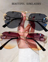 Rimless Sunglasses Women Luxury Fashion Glasses Vintage Shades