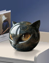 Black Cat Figurine Resin Cat Head Healing Stone Marble Texture Cat Stone Resin Cat Sculpture Ornament Cat Sculpture Craft Decor