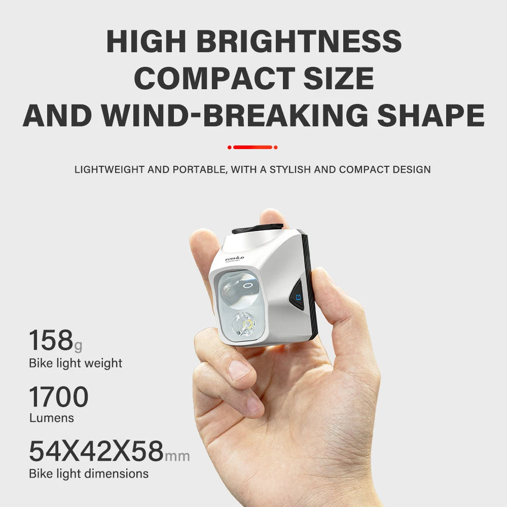 DL1200S/DL1700 Bicycle Light With Cut-Off Line Beam1900LM Rechargeable Front Light Power Bank Mtb Cycling Headlights