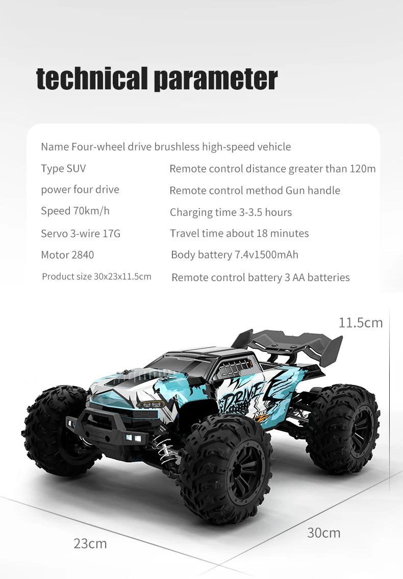 1 to 16 Scale 4WD Brushless High Speed Remote Control Racing Car