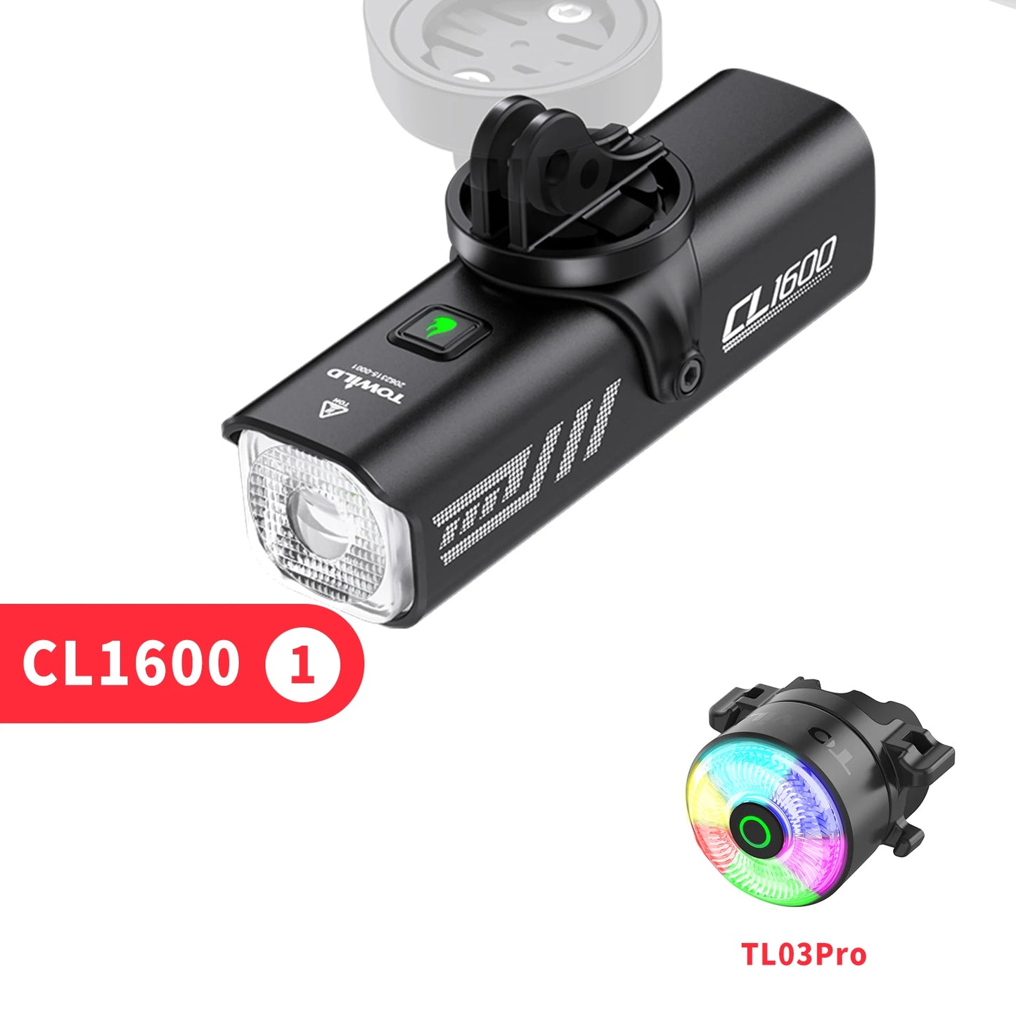 CL1600LM Bicycle Light 5000mAh Bike Light IPX6 Flashlight Aluminum Front Lamp Type-C Charging MTB Road Cycling Headlights