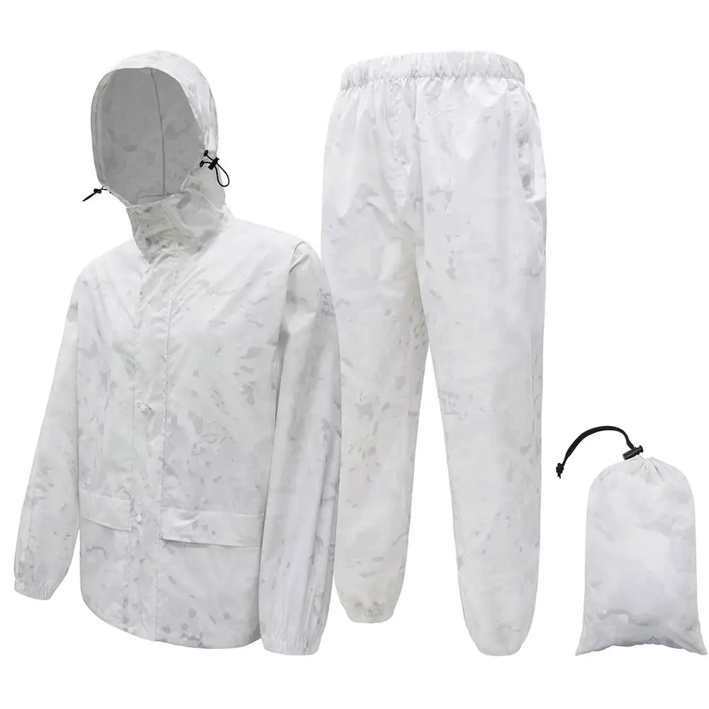 Camouflage Waterproof Folding Rain Poncho for Fishing Hiking and Camping