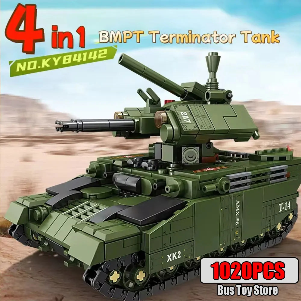BMPT Terminator Tank KV-2 T-34 Tiger I WW2 Military Classic Model Building Blocks Bricks Boy  Toys for Christmas Gifts