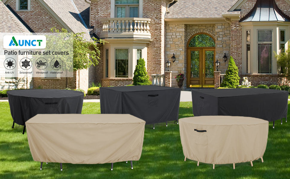 420D Waterproof Round Patio Furniture Cover Outdoor Garden Table Chair Rain Snow Dust Protector