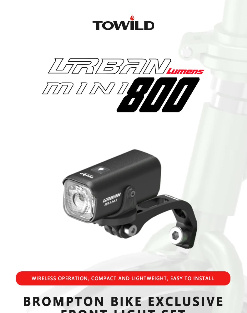 Bicycle Light For Brompton Light Type-C Rechargeable Brompton Headlight 800LM IPX6 Waterproof 1100mAh Bike Accessories