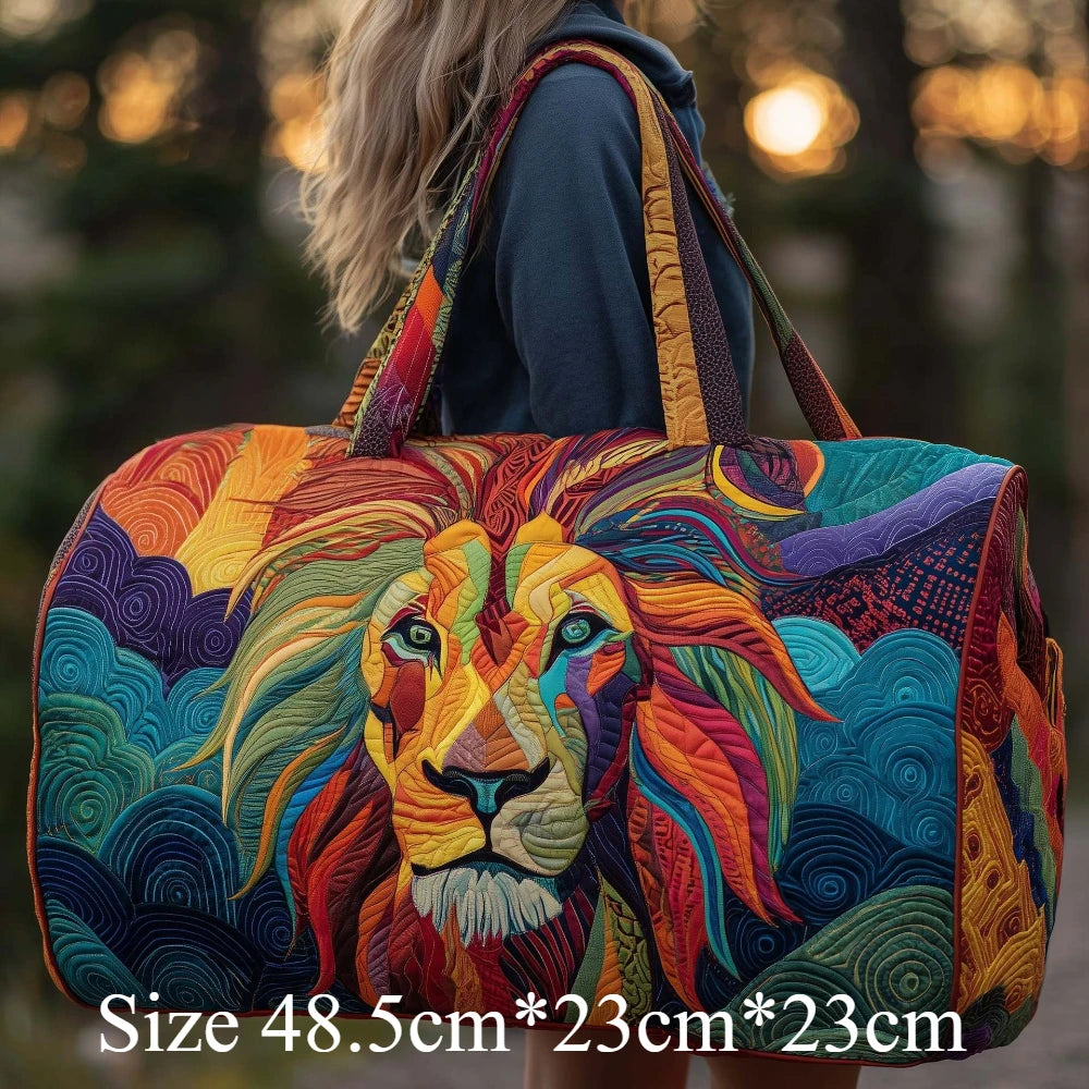 3D Quilted Travel Tote Bag Animal Print Bear Flamingo Peacock Llama Lion Boho Art Tote for Men Women Weekend Beach Trip Bags