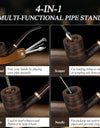 Handmade Smoking Pipe,Ebony Wood Pipe Kit with Replaceable Long Pipe Stem,4-in-1 Pipe Stand Holder,Smoking Pipe Gift Box