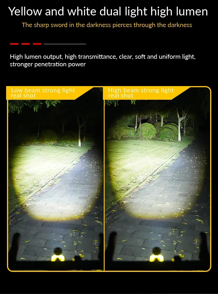 Rechargeable MTB Bike Light with Remote Control Waterproof LED Cycling Headlight Red Blue Warning Light