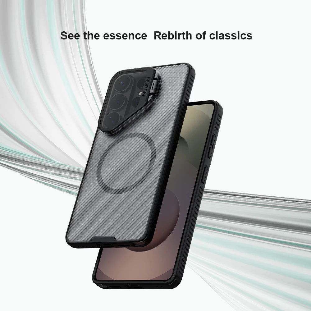 Magnetic CamShield Prop Case for Samsung Galaxy S26 Ultra – Camera Protection Bracket PC + TPU Back Cover