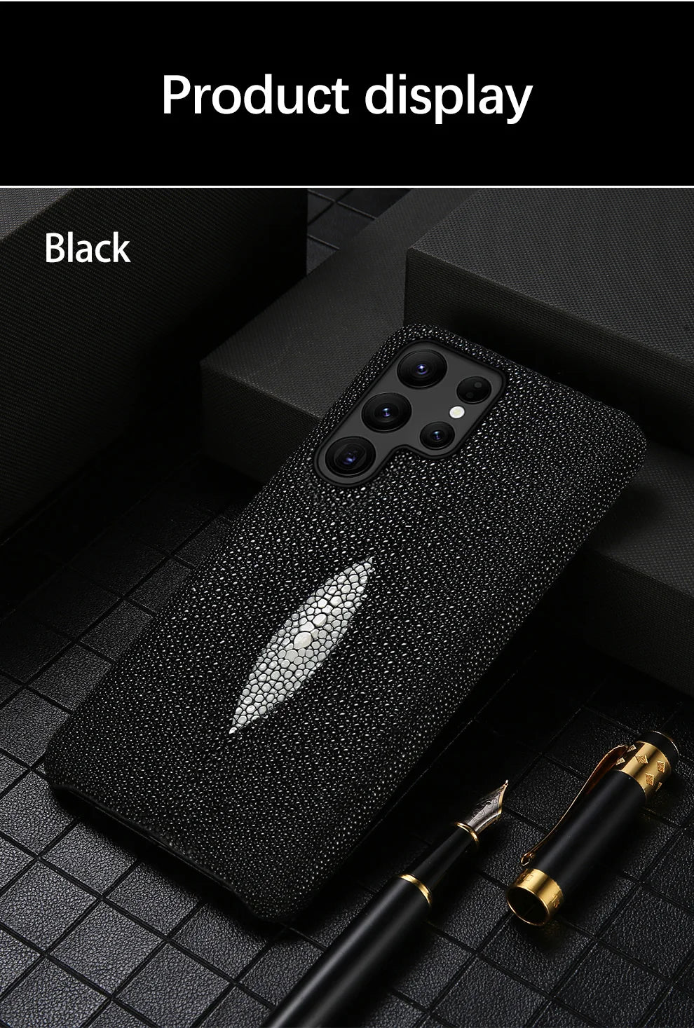 Luxury Genuine Stingray Leather Case for Samsung Galaxy S26 / S26 Ultra / S25 / S25 Plus / S24 / S23 5G – Magnetic Anti-Scratch Back Cover