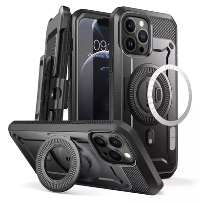 For iPhone 13 Pro Max Case 6.7“ 2021 UB Pro Mag Full-Body Rugged Belt-Clip Case with Built-in Screen Protector Kickstand