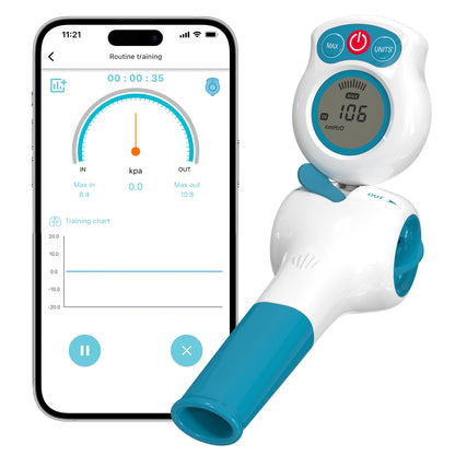 Breathing Exercise Device with Digital Manometer Lung Exerciser Device Respiratory Muscle Trainer Improve Lung Capacity with App