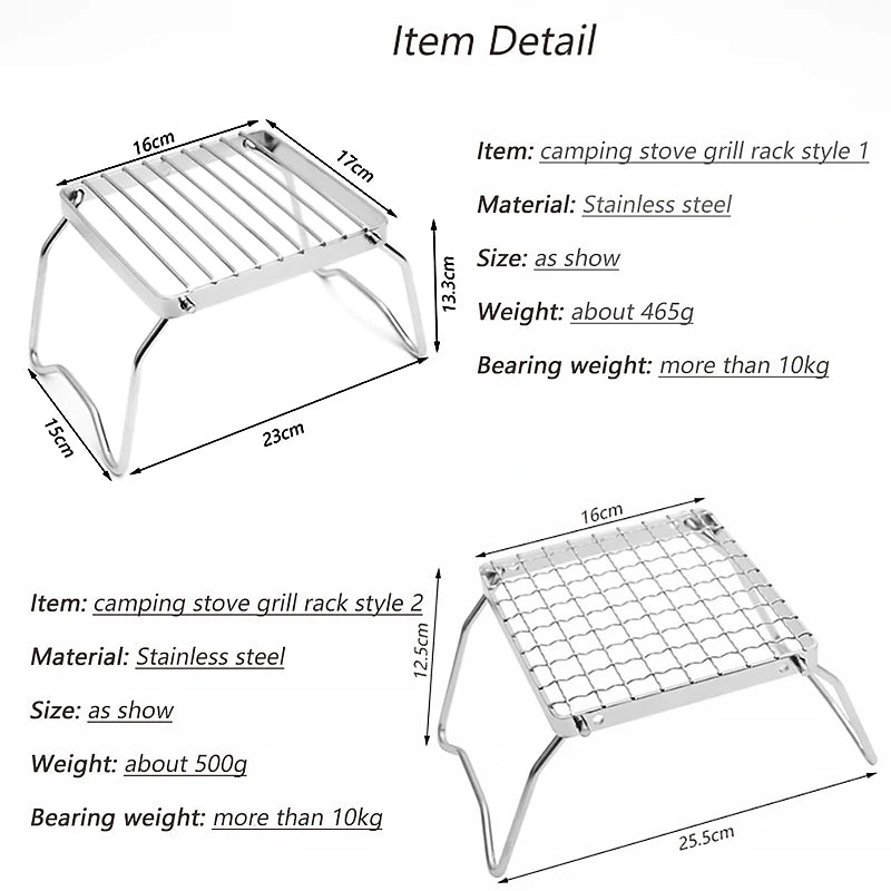 Camping Folding Barbecue Rack Outdoor Picnic BBQ Small Table Charcoal Oven Stainless Steel Mesh Mini Stove Burning Table