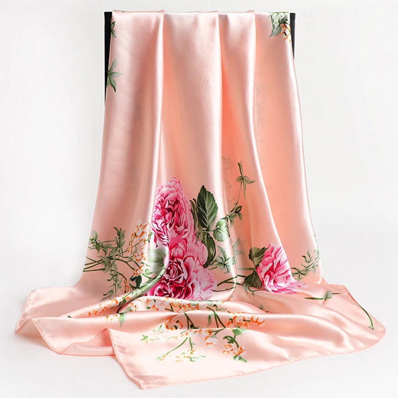 Square Women Scarves Silk Office Ladies Hair Neck Bandanna Headband Foulard Headcloth Muslim Headscarf Female muffler