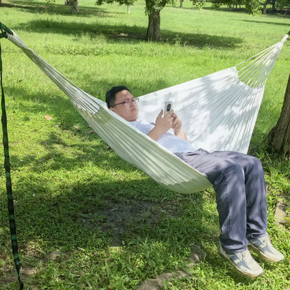 Super Comfortable Canvas Hammock Chair Durable Indoor/Outdoor Swing Seat for Garden, Patio, Camping, Home Leisure