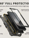 for Z Fold 6 Case with Ring Stand Built-in S Pen Holder & Glass Screen Protector with Slide Camera Cover Belt Clip Black