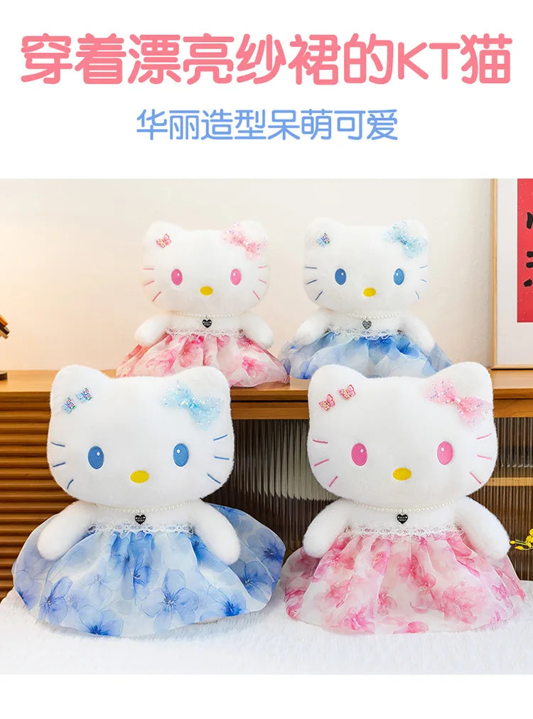 Cute Blue Pink Cat Character Plush Stuffed Doll Toy