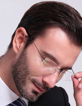 Reading Glasses Memory Titanium Rimless Reading Glasses Men Square Prescription Eyeglasses Foldable Glasses 2.5