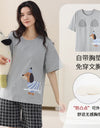 2-Pcs Women’s Cotton Pajama Set – Breathable Short Sleeve Summer Sleepwear with Cute Prints