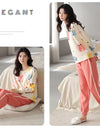 Women’s Cute Lazy Style Cotton Pajama Set – Soft, Loose Long Sleeves & Pants