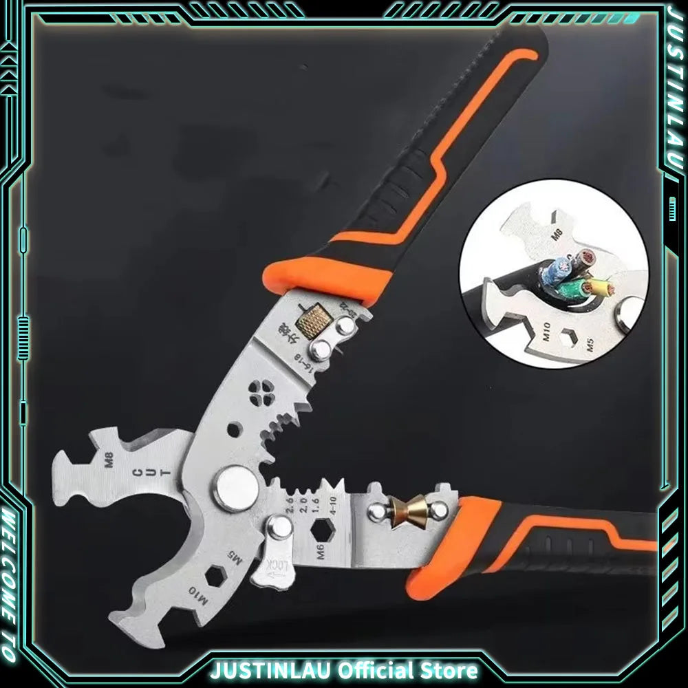 28 in 1 Multifunctional Wire Stripper Crimping Pliers Heavy Duty Stripping Pliers Cable Splitting Pulling Winding Cutting Peeler