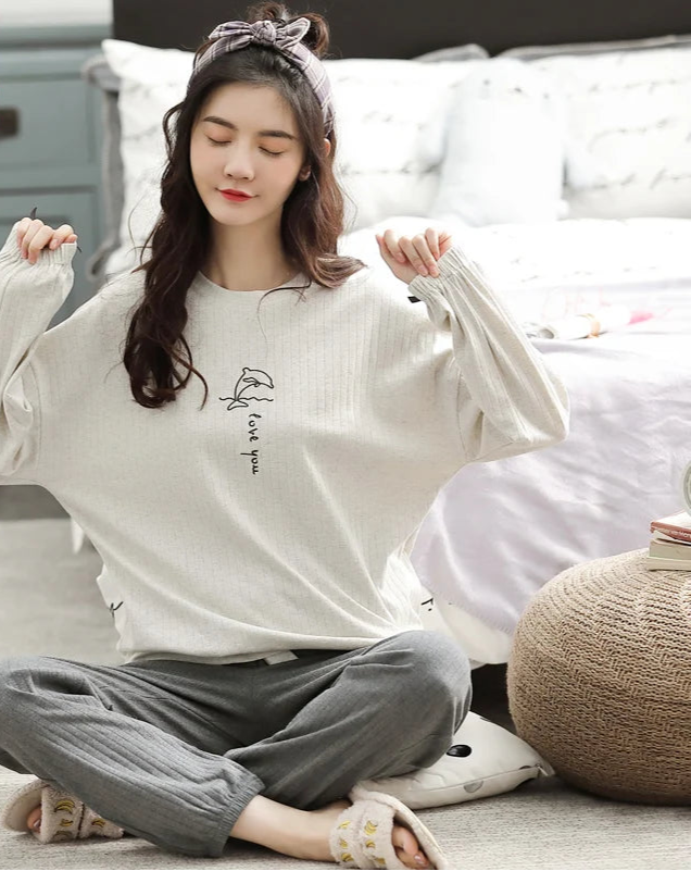 Women’s Winter Corduroy Cotton Pajama Set – Cute, Comfortable, Loose Long Sleeve Loungewear