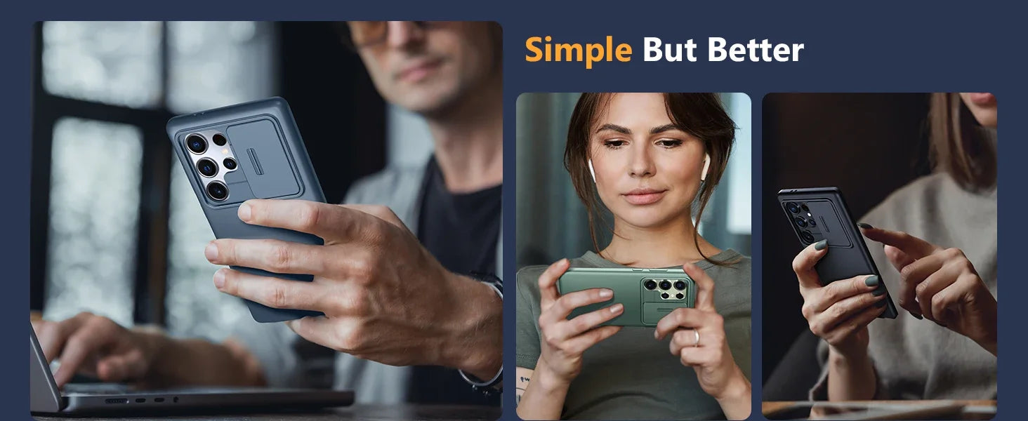 For Samsung Galaxy S24 Ultra Case with Camera Cover Screen Protector Military Drop Protection Shockproof Slim Matte Phone Case