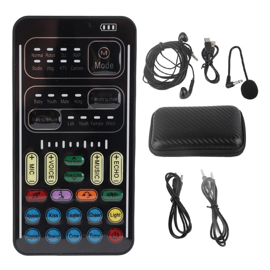 I9 Portable Voice Changer Sound Card Kit With Microphone And Headphones