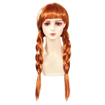 Girl Princess Elsa Anna Wig Kid Halloween Party Carnival Disguised Belle Wednesday Mermaid Rapunzel Aurora Snow White Ariel Hair