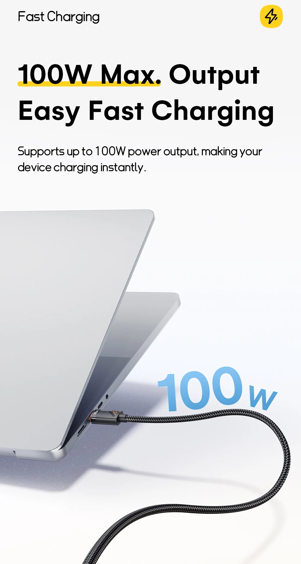 2-in-1 USB-C to USB-C + Lightning PD 100W Fast Charging Cable