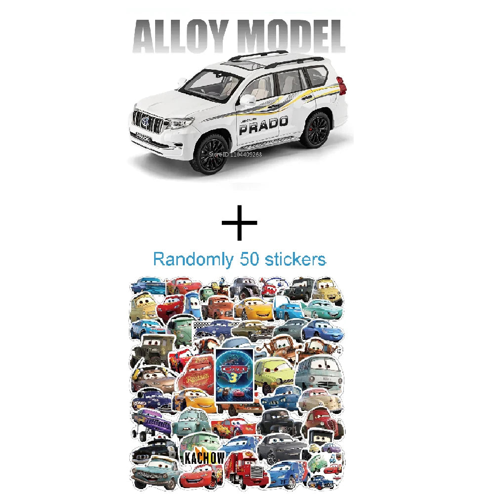 1:18 Large Size Prado SUV Model Toy Car Doors Opened Metal Diecast Shock Absorption Music Light Vehicles Models Birthday Gifts