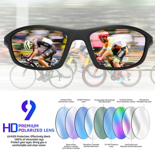 TR90 Polarized Outdoor Sports Sunglasses UV400 Mirror Anti-Glare Driving Glasses for Men Women
