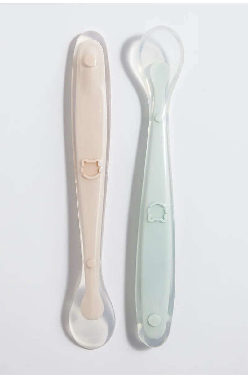 Soft Silicone  Spoon  Complementary Food Feeding Training Spoon for s Soft Tip Spoon 's Tableware