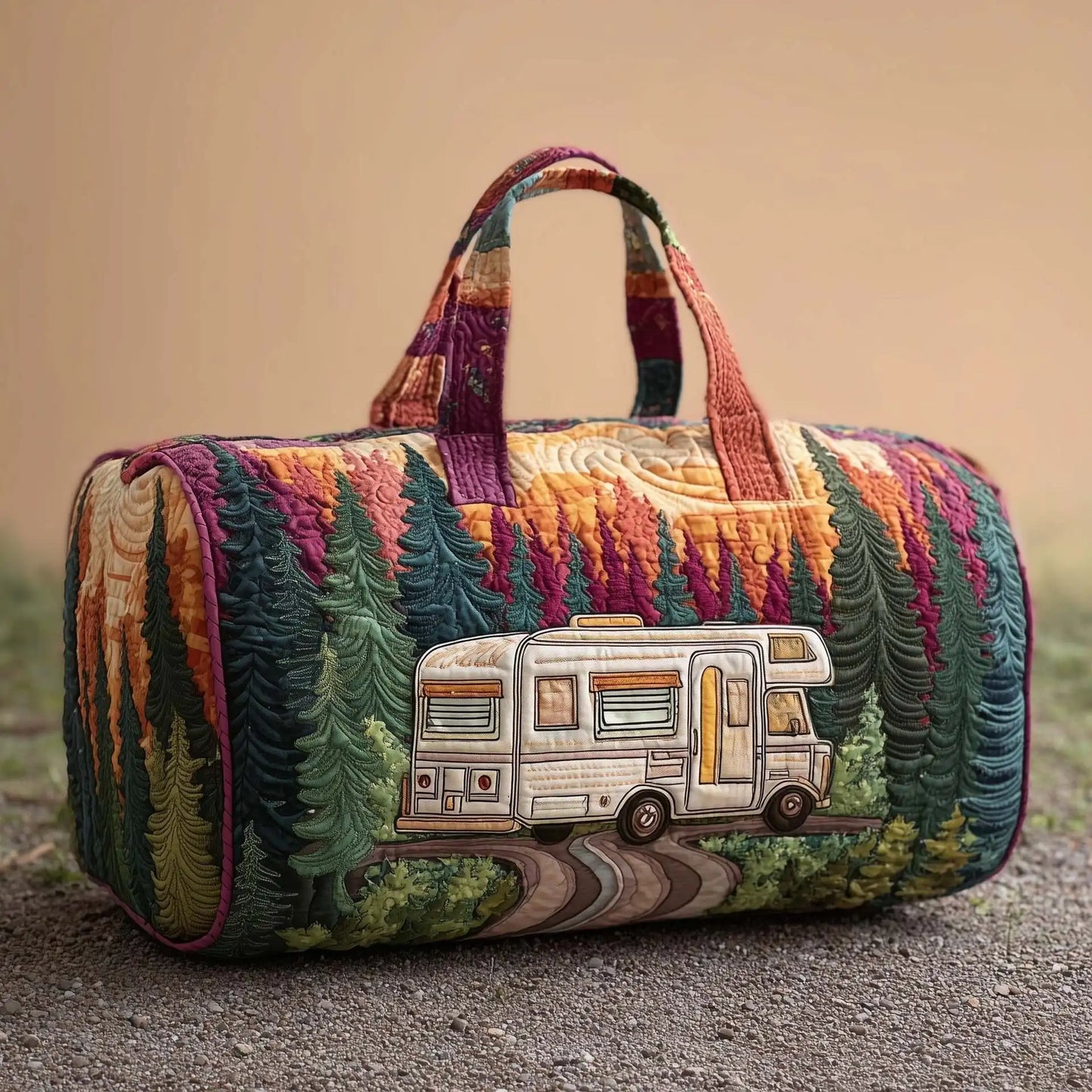 Sun Mountain Forest Quilted Travel Duffle Bag Outdoor Fitness Tote