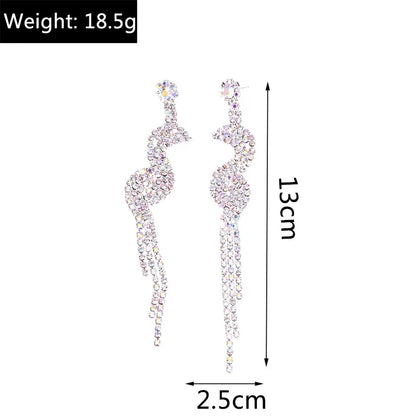 Luxury Crystal Peacock Earrings Big Zircon Statement Earrings Engagement Wedding Party Jewelry