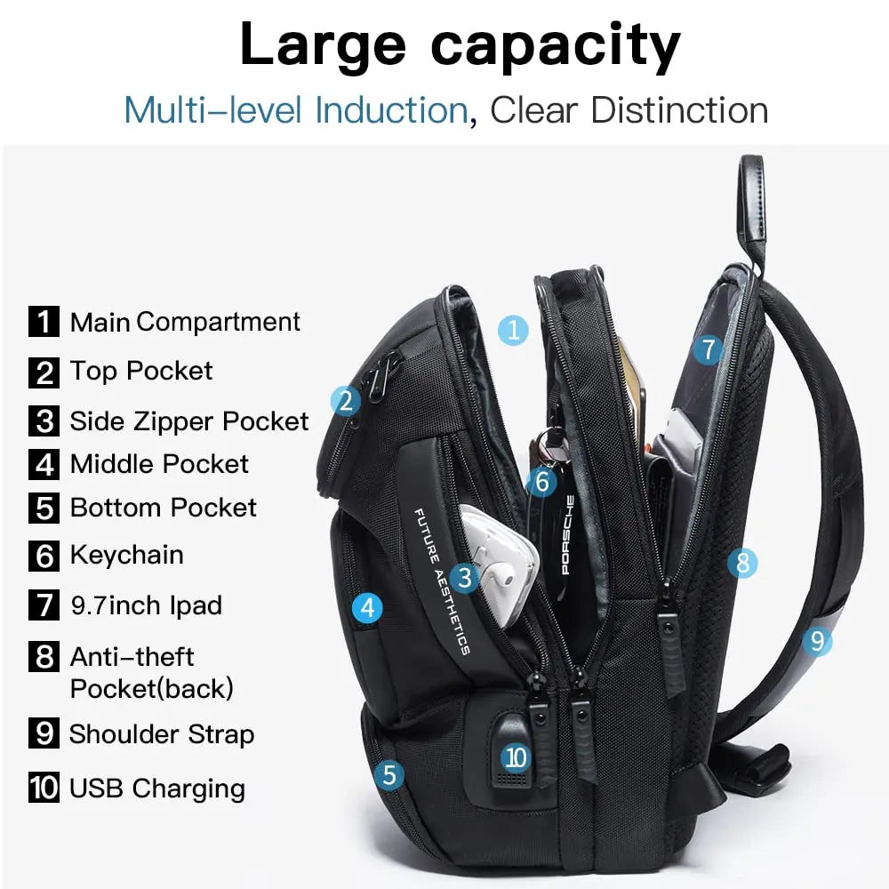 Anti-theft Chest Bag Shoulder Strap USB Rechargeable Crossbody School Gym Pack, Men Sports Waterproof Shoulder Bag