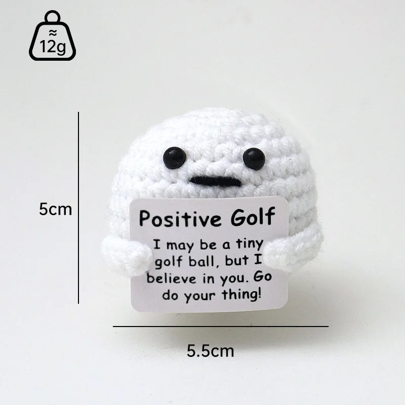 3 Pcs Positive Crochet Hedgehog Doll with Affirmation Card Home Room Decoration Funny Handmade Plush Doll Ornaments Christmas Gifts