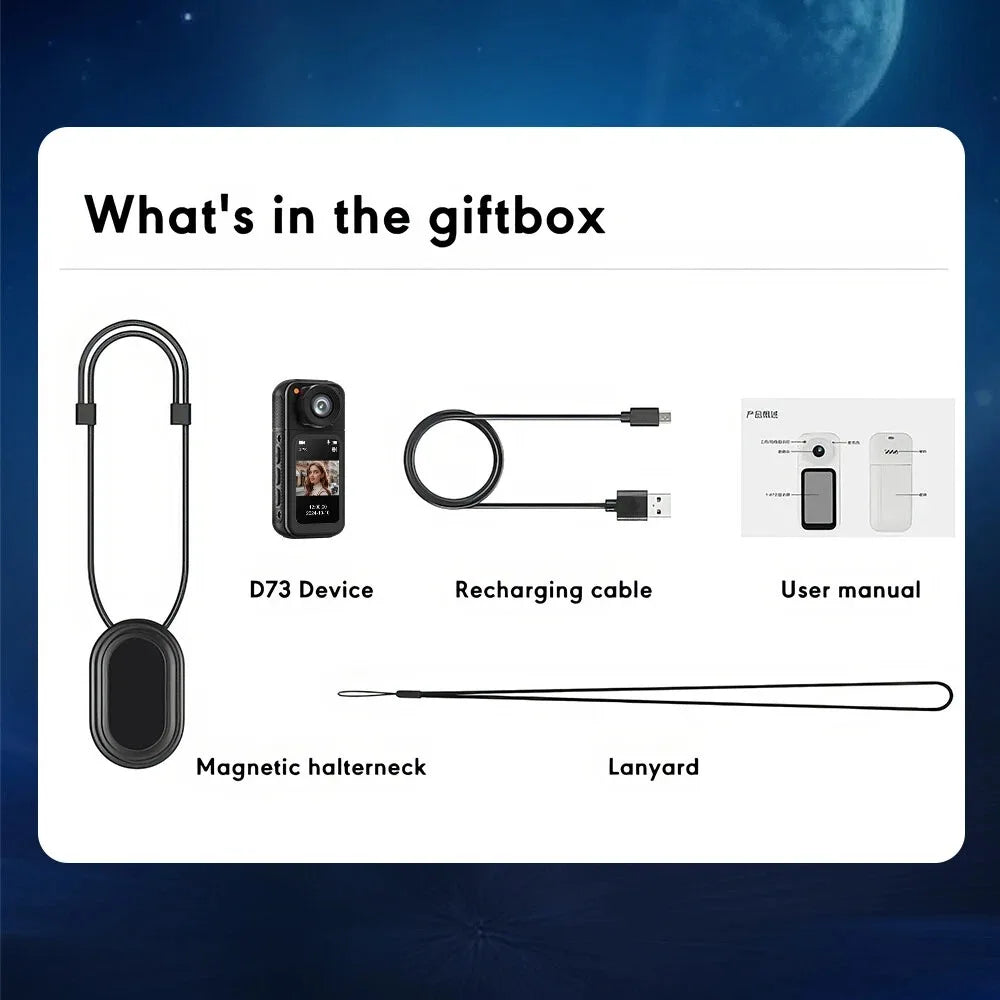 Thumb Action Mini Camera 2.7K Pocket Cameras Sport Body Cam Instant 180°Angle WIFI Recorder megnetic Attraction Bracket Camera