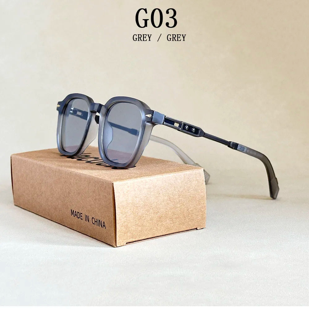 Vintage Square Acetate Frame Sunglasses With UV400 Protection