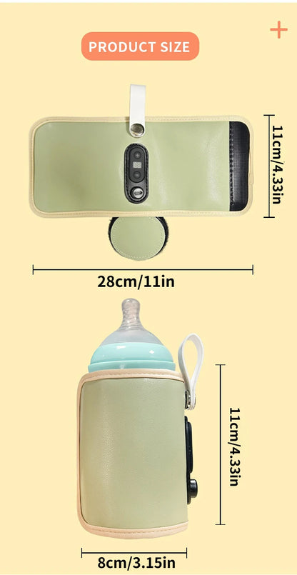 USB baby bottle insulation cover 6 levels of adjustment leather material baby water cup insulation cover suitable most bottles