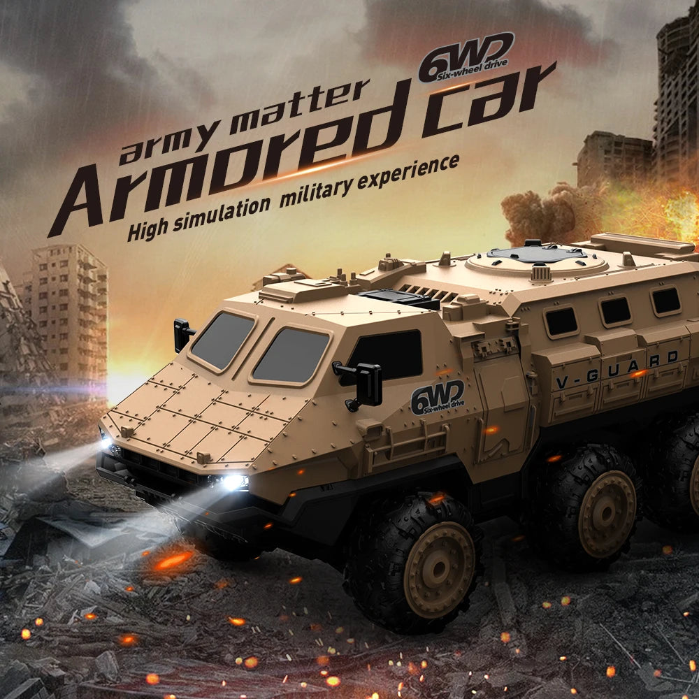 6WD Armored RC Car Simulation Military Transport Truck 360° Stunt High-speed Climbing 2.4G Remote Control Model Boy Toy