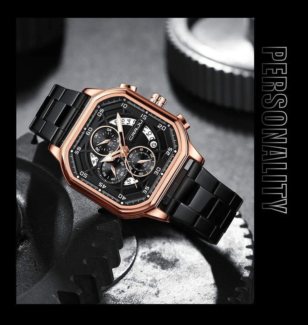 Men Watch Stainless Steel Chronograph Watches for Men Luxury Waterproof Date Analog Quartz Business Clock