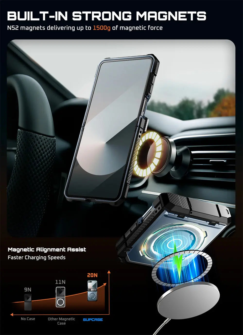 For Samsung Galaxy Z Flip 7 Case UB Grip Military-Grade Rugged Back Phone Case with Stand & Front Screen Protector