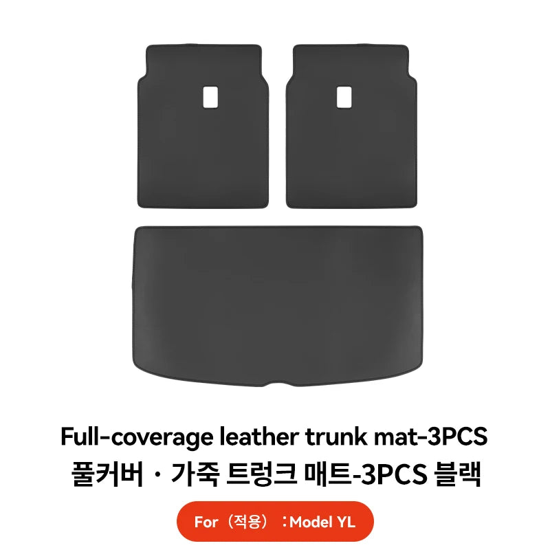 Full Coverage Nappa Leather Trunk Mat for Tesla Model YL Juniper 2026 6 Seat All Weather Cargo Liner